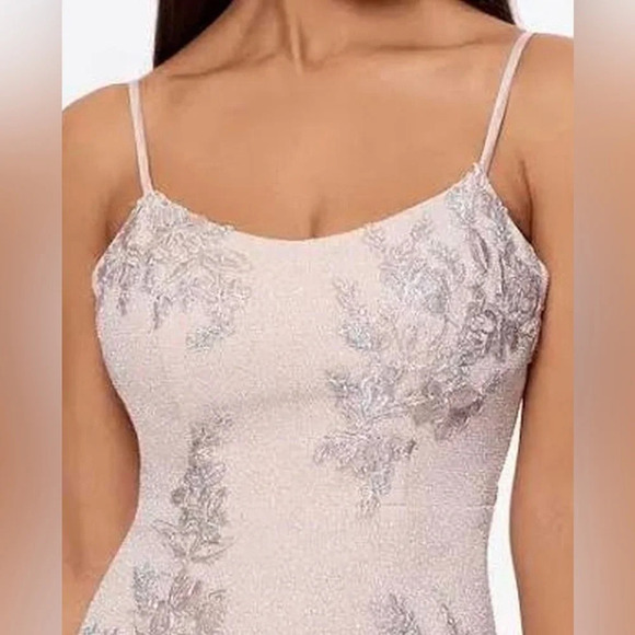 XSCAPE EMBELLISHED & EMBROIDERED GOWN IN BLUSH/ SILVER - Picture 2 of 12